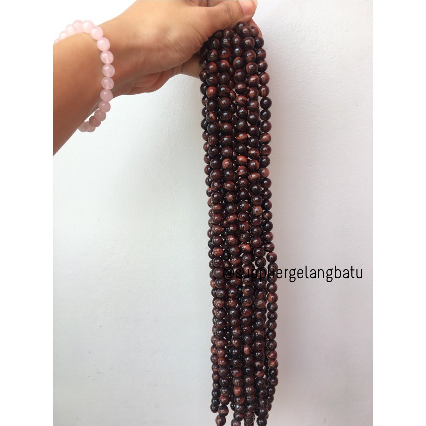 bahan gelang batu kalung blackred tiger eye premium grade 10mm bongkah bahan aksesoris fashionita