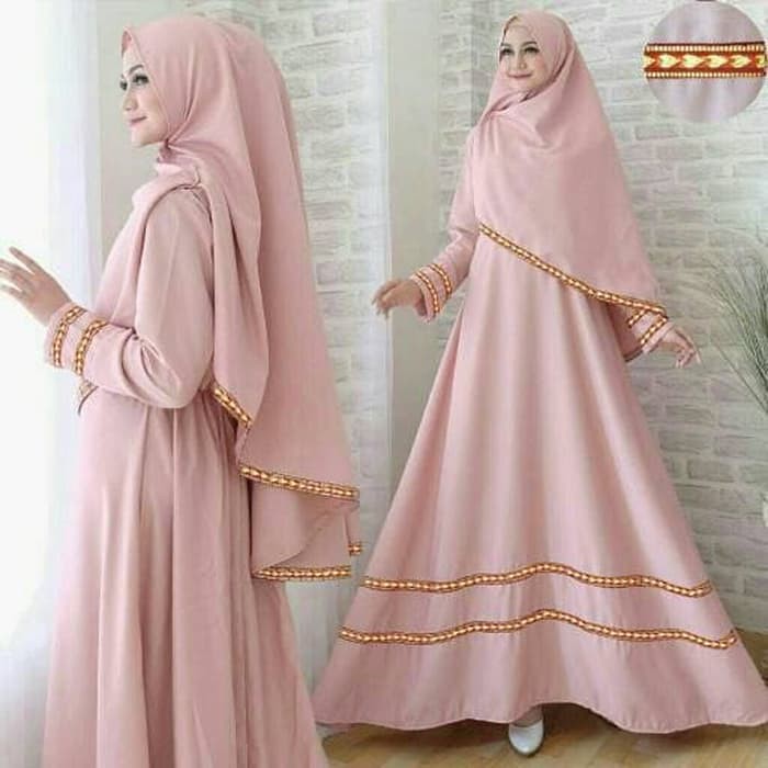 pakaian Gaun muslim ibu islami asd setelan st Hayra syari PINK / Baju wanita hijab muslim maxi dress