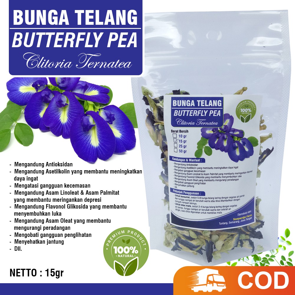 

TERMURAH !!! Bunga Telang Kering Netto 15gr [Bisa COD] Teh Bunga Telang