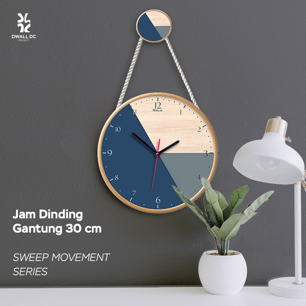 JAM DINDING GANTUNG - JAM DINDING KAYU AESTHETIC  [SWEEP MOVEMENT SERIES]  GEOMTRC BLUE PINE GT - Jam Dinding Minimalis -  | AESTHETIC ART MINIMALIS | HIASAN DEKORASI |- by Selembarkayoe