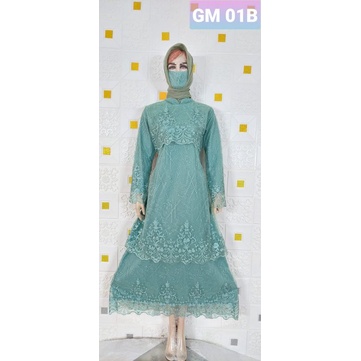 SatriaStore08 / Gamis 3 Tingkat Premium / Gamis Brukat Tile Malaysia / Gamis Ratu Mix Tingkat / Dres