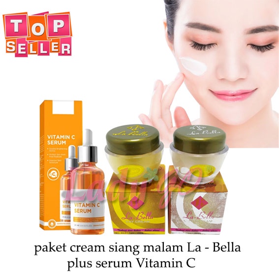 Cream La Bella Original Vit E Asli Pncerah Wajah Plus Serum Vit C Forte / Labella Day and Night / Krim Siang + Malam / Serum Vitamin C Fort Bpom