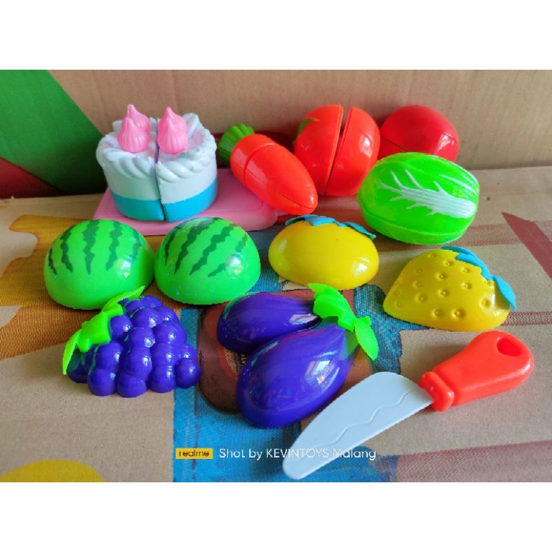 MF 20 FRUIT AND SWEET CAKE KTG / MAINAN BUAH DAN KUE POTONG LENGKAP / MAINAN BUAH DAN SAYUR POTONG