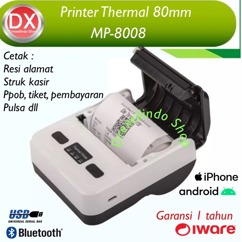 Printer Thermal 80mm IWARE MP-8008 / MP8008 USB BLUETOOTH