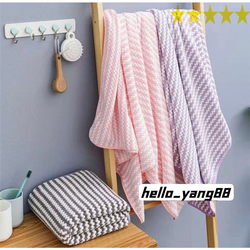 Handuk Mandi Bulu Dewasa mikro fiber 3D  70x140cm &amp; 50x100 Motif Zigzag Gerigi Daya Serap Tinggi Import