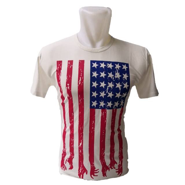 Kaos Bendera USA Amerika Serikat New White Putih Baju Import Premium Rhymes