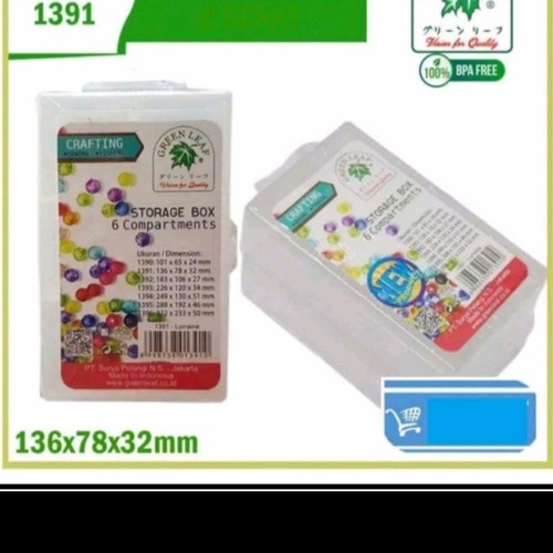 Green Leaf 1391 Lorraine 6 Sekat Kotak Serbaguna / Kotak Obat (1set=2pcs)