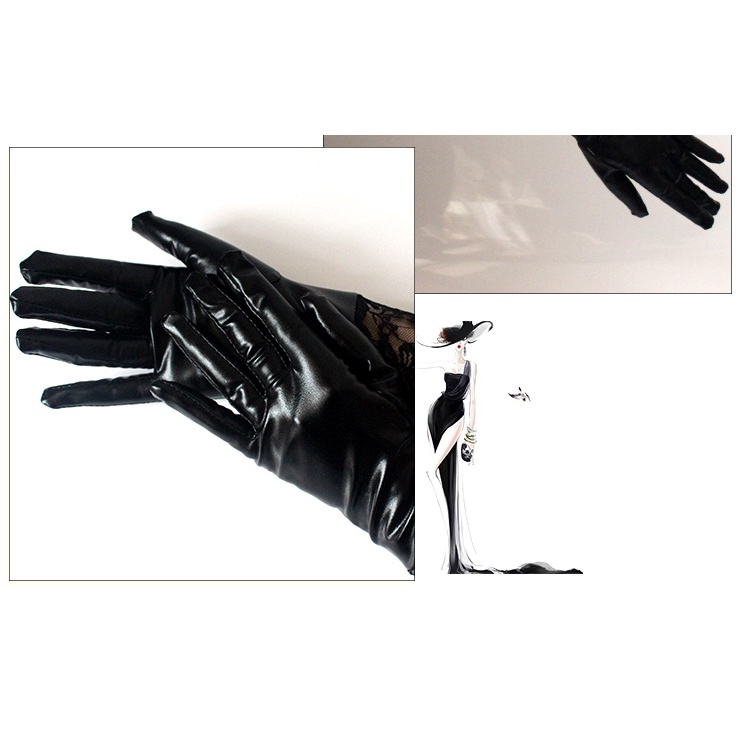 LTX-02 sarung tangan panjang latex mix renda sexy long gloves leather lace aksesoris fashion cosplay