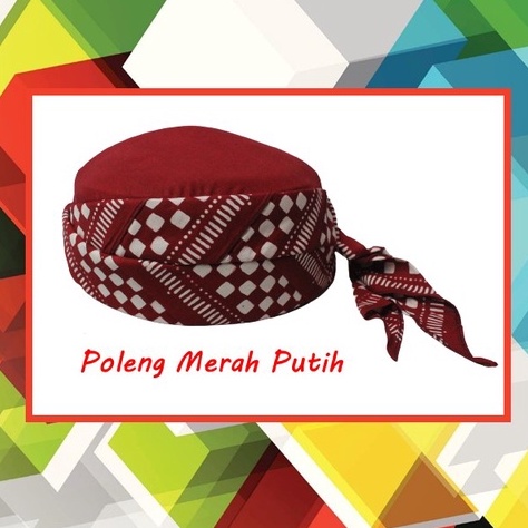 PECI BATIK JOGOKARIAN / MOTIF POLENG SOGAN MERAH PUTIH / PECI BATI JOGOKARYAN / Kopiyah Peci Anak-An