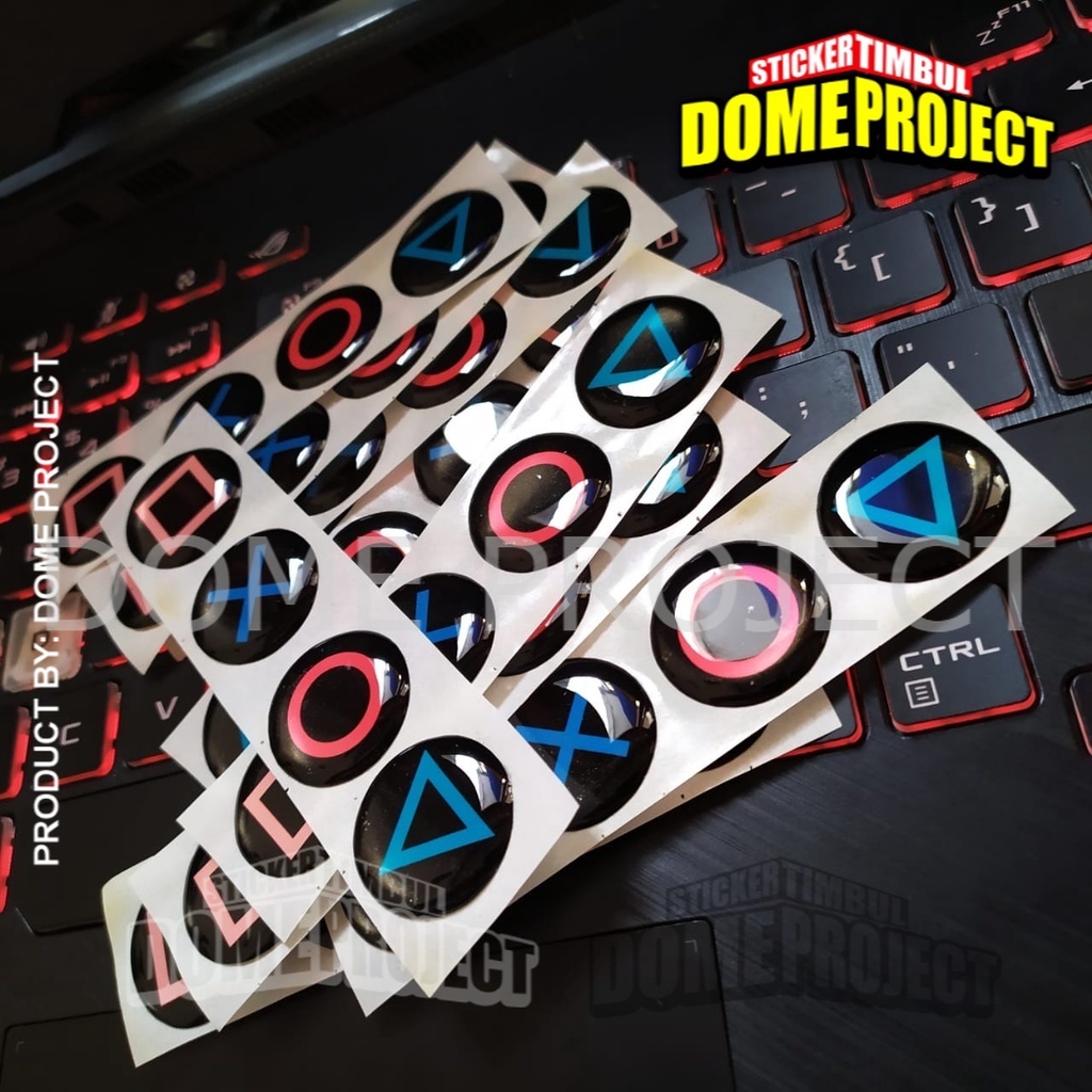 STIKER PLAYSTATION BUTTON STIKER EMBLEM LENTUR TIMBUL STIKER 3D AKSESORIS SEPEDA MOTOR