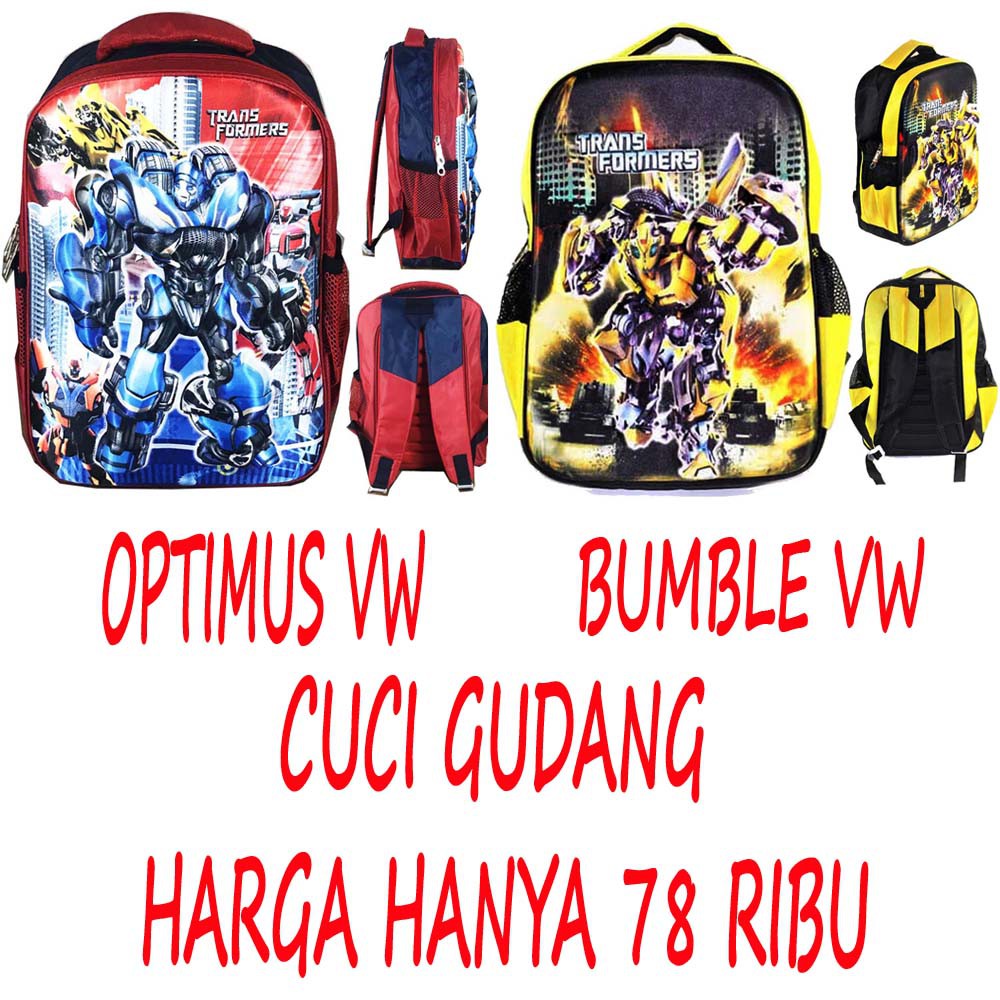 PALING MURAH + FREE ONGKIR !!! Tas Ransel Sekolah SD EMBOSS BUMBLE OPTIMUS VW