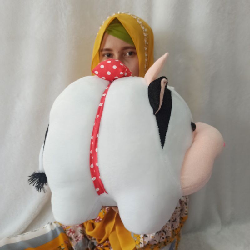 Boneka sapi melata hitam putih L murah