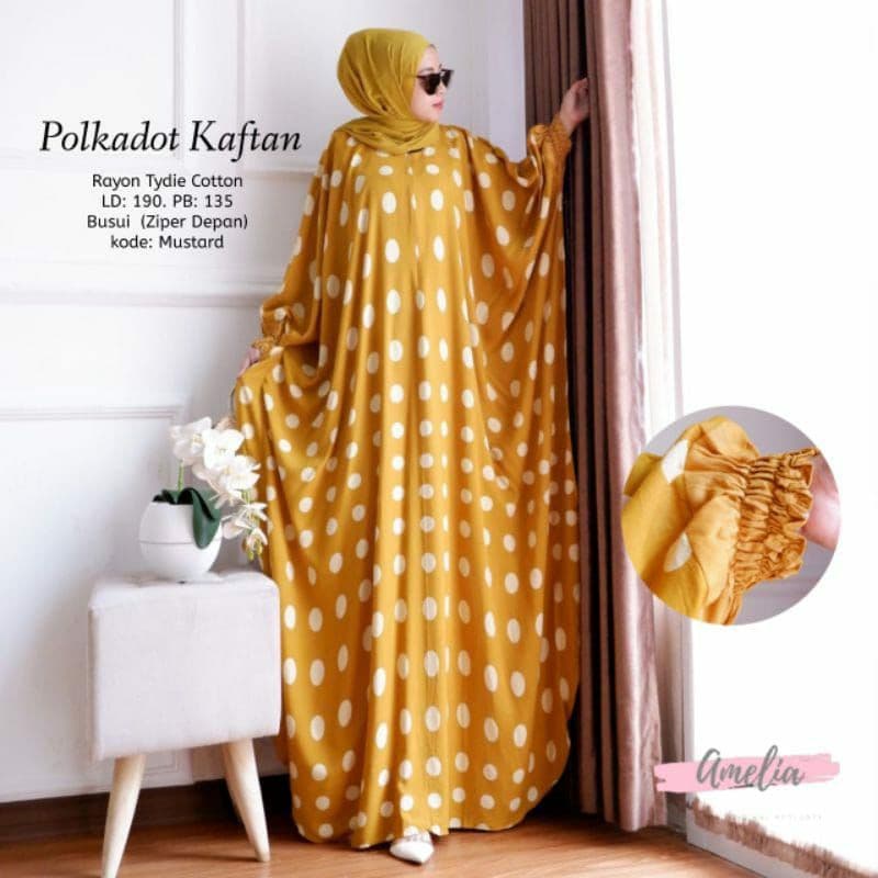Popy Kaftan Wanita Rayon Premium Kaftan Jumbo Batik Dress Gamis Bigsize LD 160 cm