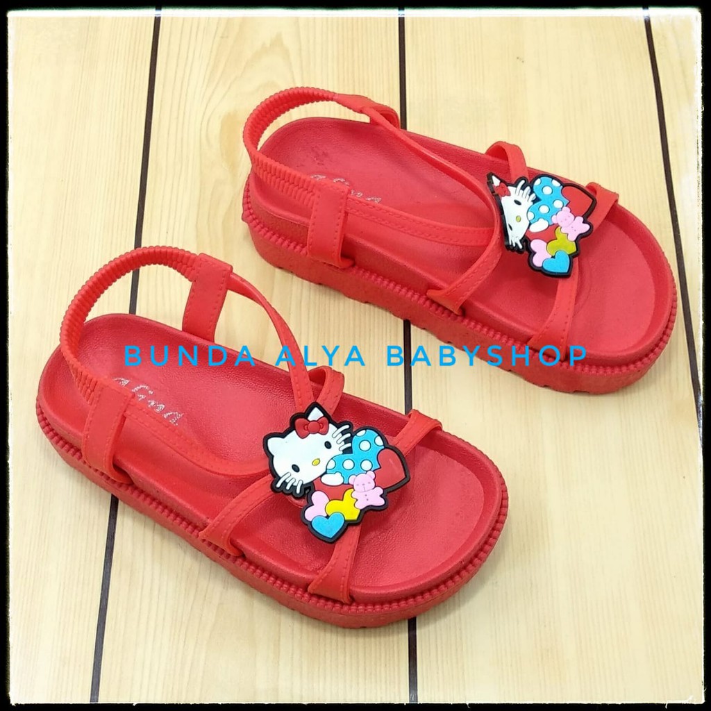 Sandal Anak Perempuan Jelly Usia 4 5 6 7 Tahun MERAH - Sandal Anak Cewek Heels Tali Size 28 - 35 Karet Anti Licin