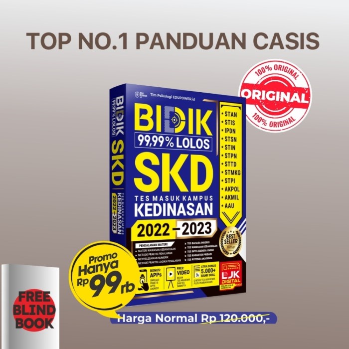 

TERMURAH BUKU BIDIK 99,99% LOLOS SKD TES MASUK KAMPUS KEDINASAN 2022-2023 KPL479