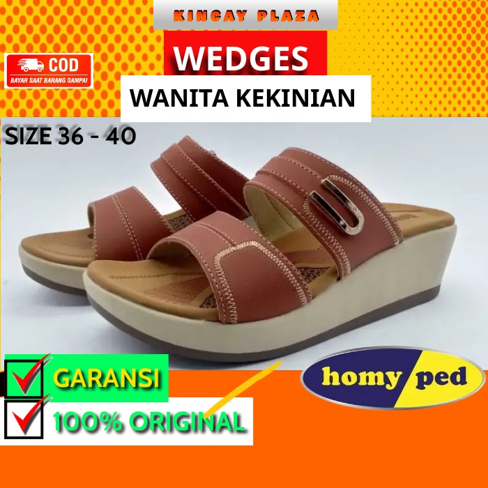 Kekinian Model Sandal HOMYPED Wanita Original Terbaru Wedges Promo Ori Size 36 - 40 Kulit LOUISA N62