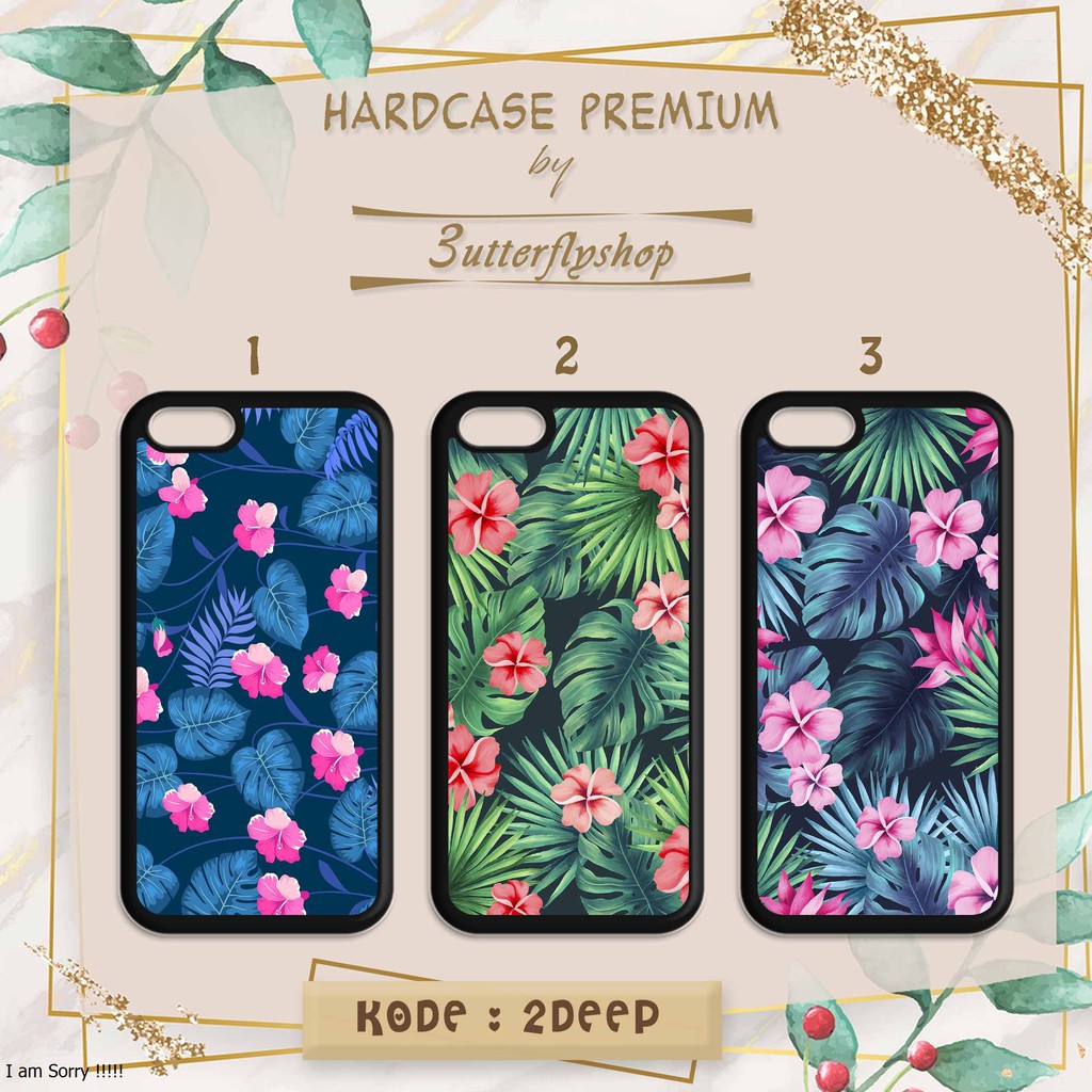 [HARDCASE] Tropical Floral Dark casing case Oppo Vivo Realme Redmi Xiaomi Samsung Iphone