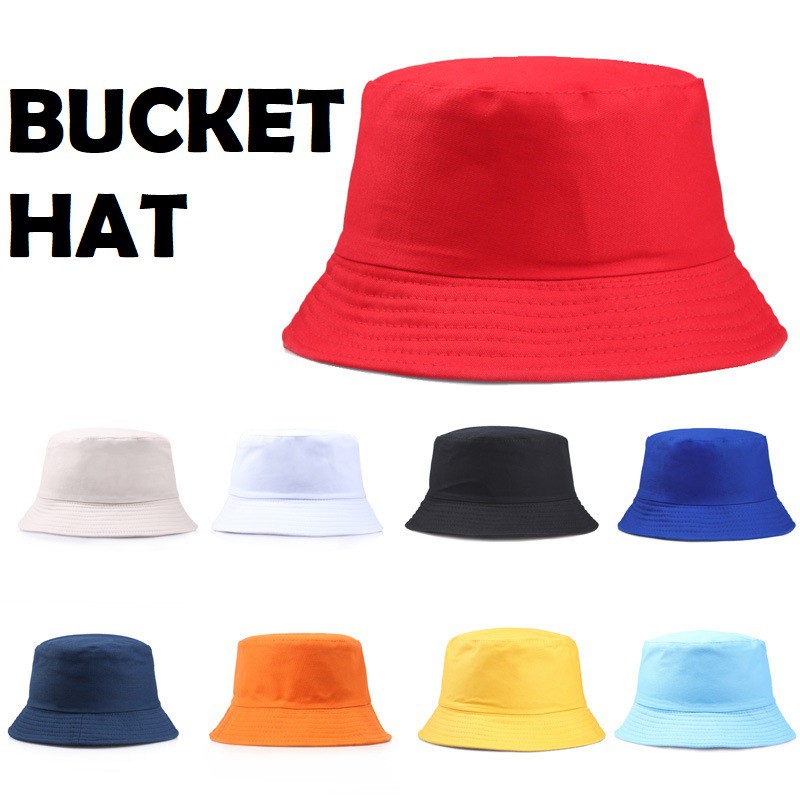 TOPI BUCKET HAT POLOS PREMIUM BOLAK BALIK MOTIF KOTAK KOTAK BLUEBERRY