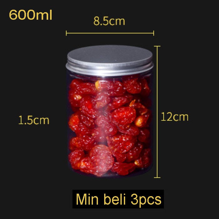 

Jar Plastik 600ml Botol Plastic PET 600 ml Toples Makanan 600gram Wadah Tabung Silinder 600 gram