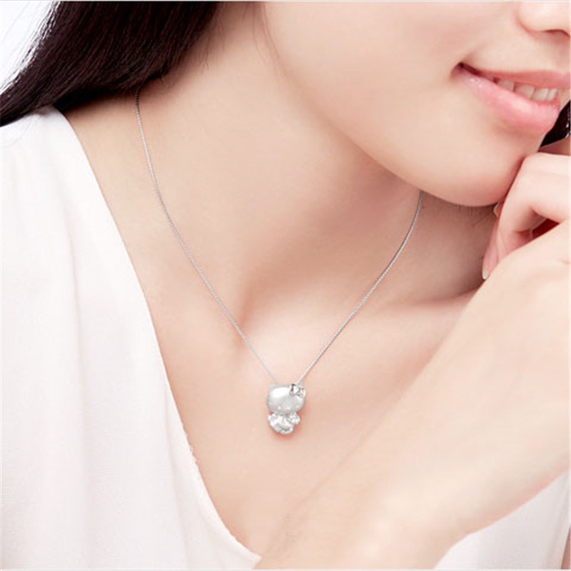 [Ready Stock]Cute Fashion Hellokitty Cartoon Pendant Silver Necklace