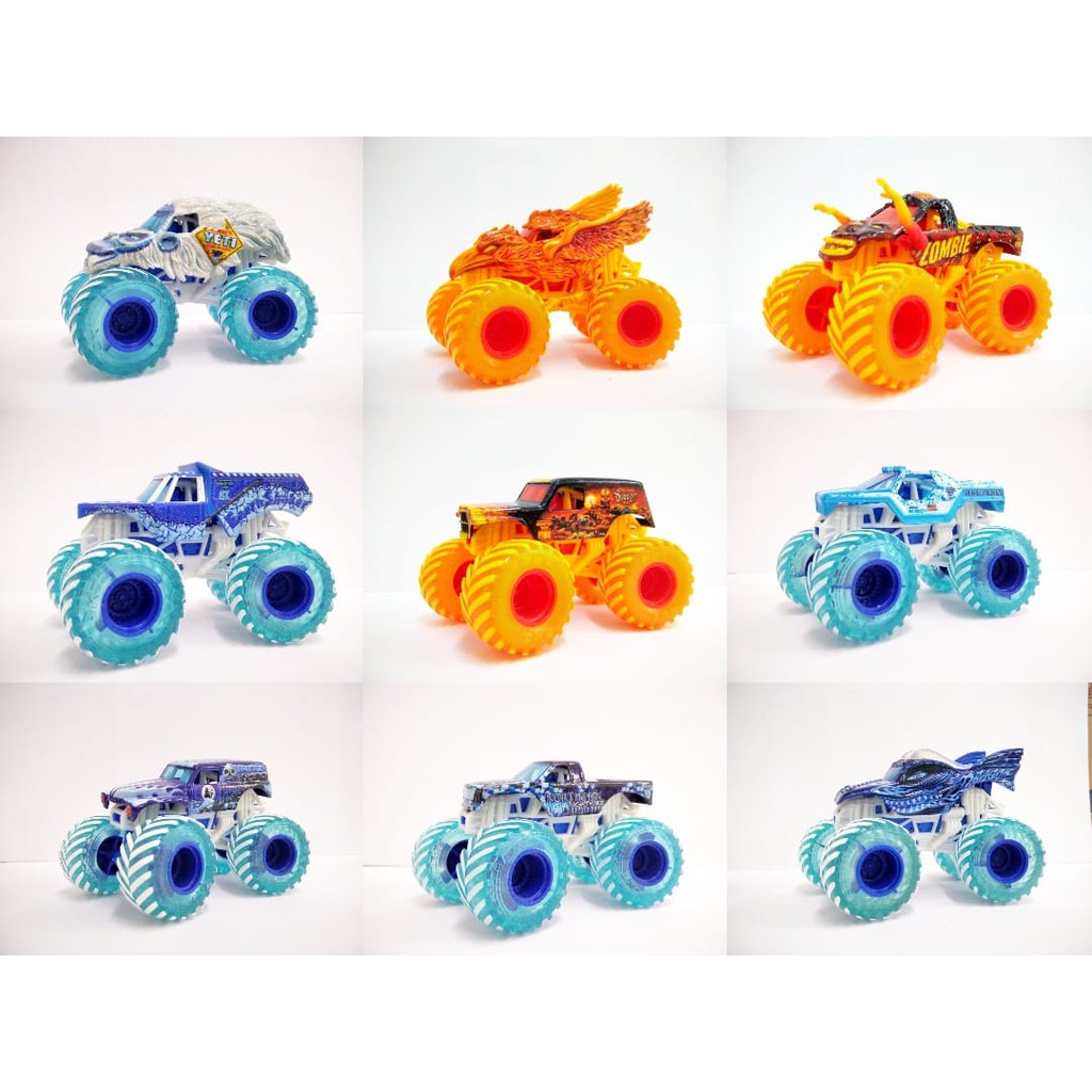 Hot Wheels Monster Jam Fire And Ice Spin Master monster mutt grave digger blue thunder horse power