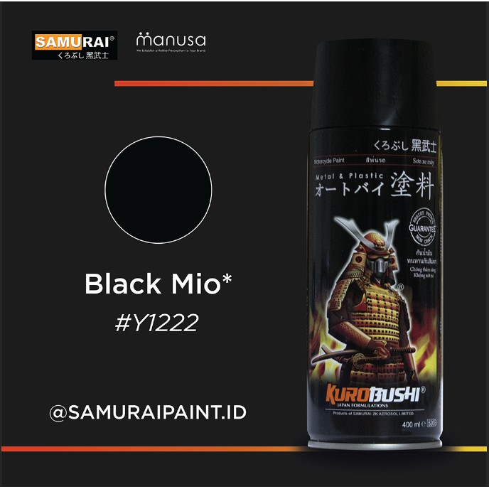 Samurai Paint Black Mio Yamaha #Y1222 Cat Aerosol Kualitas Kompresor