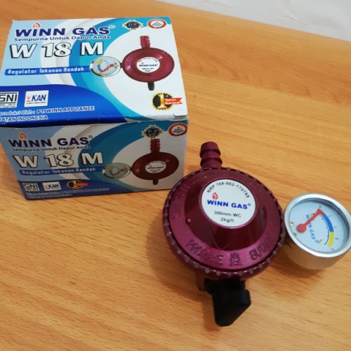 WINN GAS W18M Regulator Gas LPG Dengan jarum Meter SNI Aman Kepala Regulator Win gas Tekva Original Kompor Gas Tabung Elpiji Berkualitas