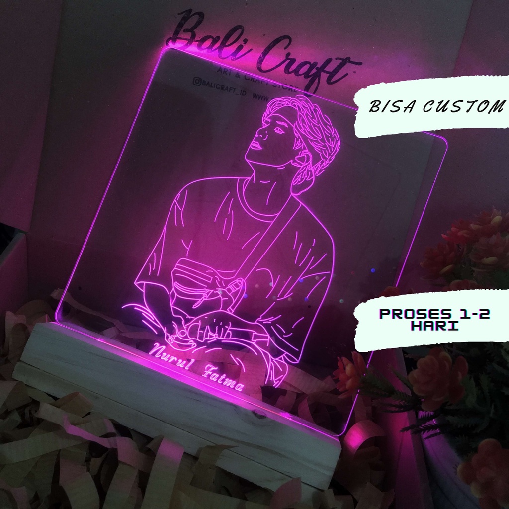 LAMPU LED ACRYLIC JIN BTS LAMPU TIDUR/ KADO BTS/ MOOD LIGHT ACRYLIC BTS/ HIASAN MEJA BTS/ LED AKRILI