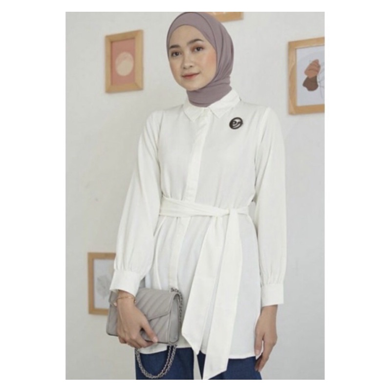 Kemeja Top Polos AMALIA Belt Shakila Premium Terkini