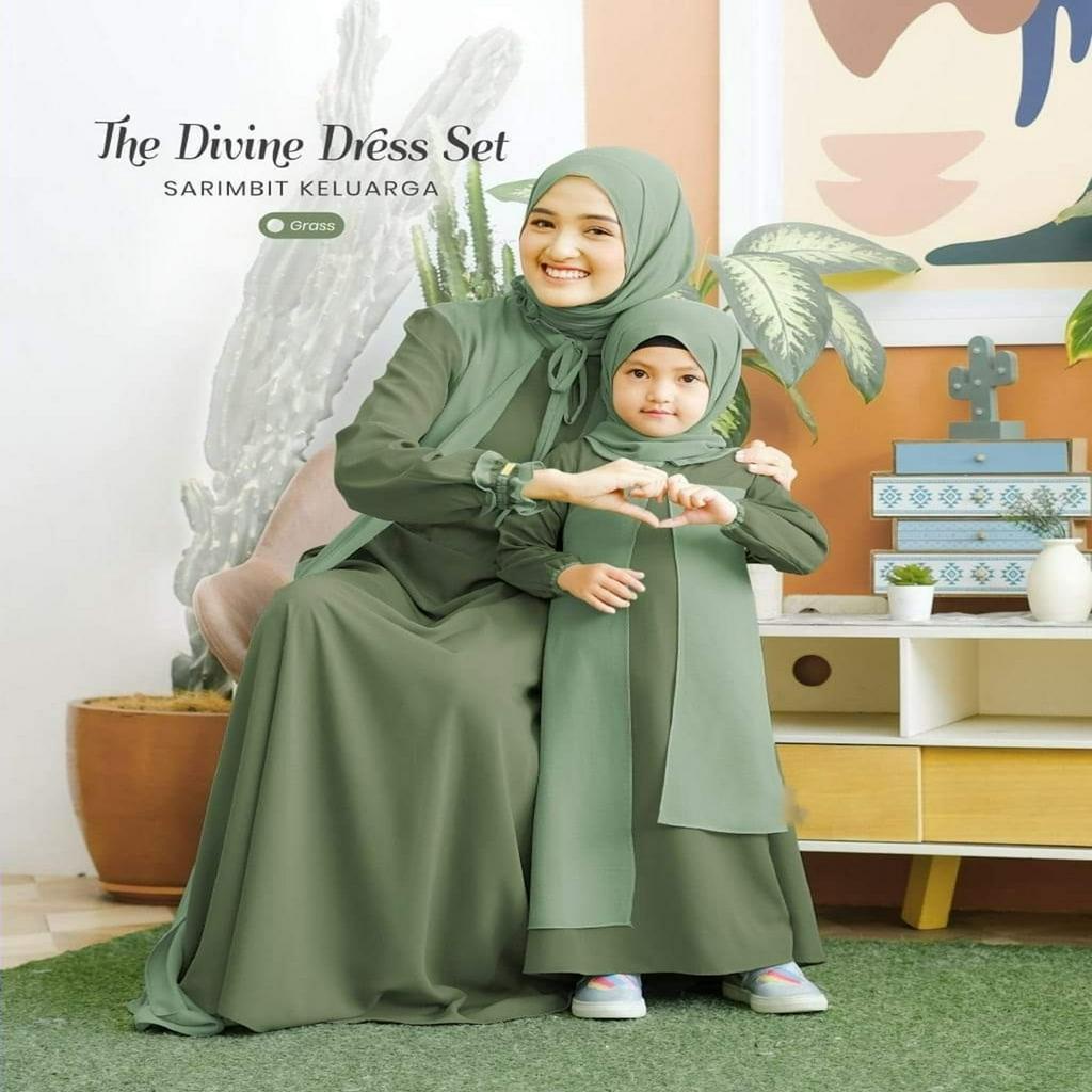 100% aman gamis couple ibu anak plus hijab / gamis serimbit / baju muslim keluarga / gamis murah