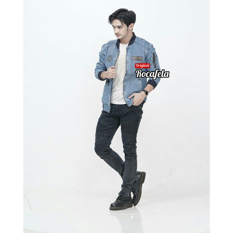 Jaket Jeans Bomber Distro Pria Jaket Jeans Pria Jaket Murah Jaket Pria Kekinian jaket Motor