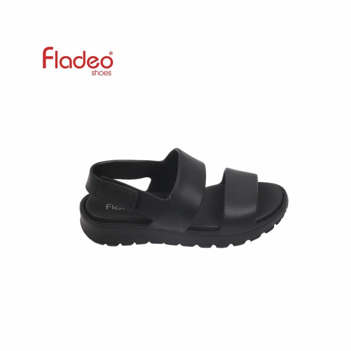 Sandal wanita Fladeo C22/LDS448-1HP/Sandal Phylon Tali Slide Wanita [ Flat Slipper ] - BLACK, 38 san