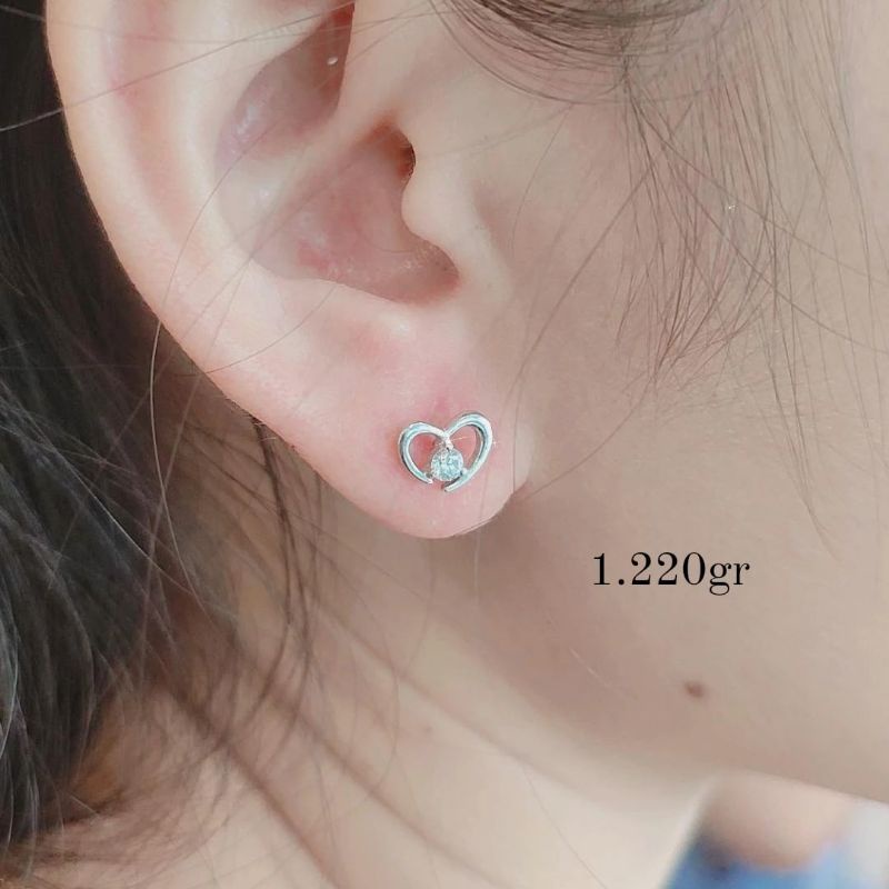 anting love emas putih 375