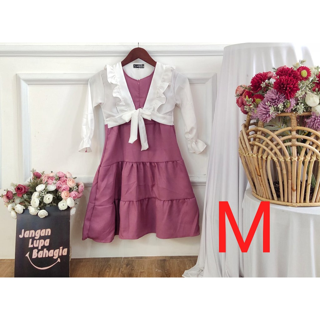 (BISA COD✔️) GAMIS IBU DAN ANAK BISA COUPLE/MODEL ROMPI POLOS/COUPLE IBU ADIK DAN KAKAK TERBARU-PINK TUA M.5-6TH