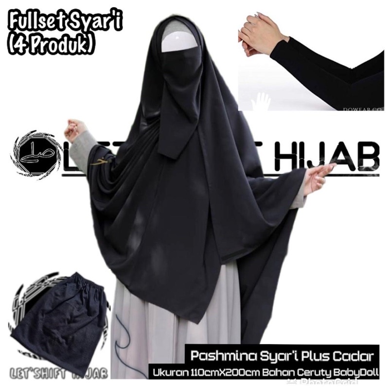 PAKET HEMAT SYAR'I/ FULL SET PASHMINA JUMBO + CADAR+HANDSOCK+CIPUT// PAKET MURAH SYAR'I / HAMPERS SYAR'I