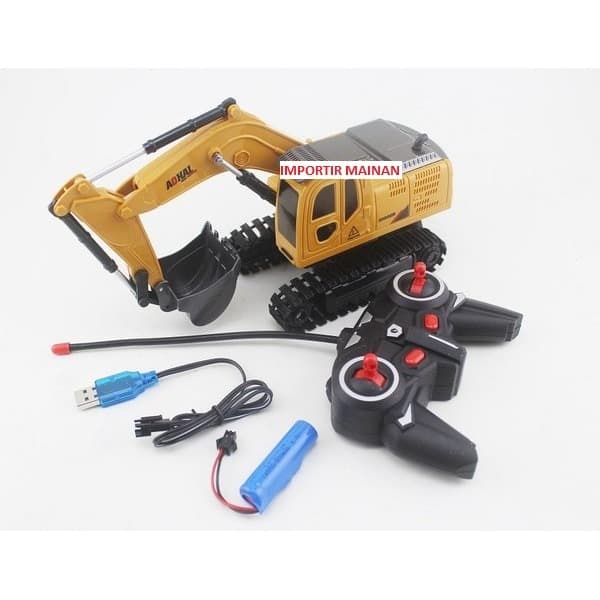 rc excavator 6CH metal alloy AOHAI 3857 skala 1:24 mainan remote