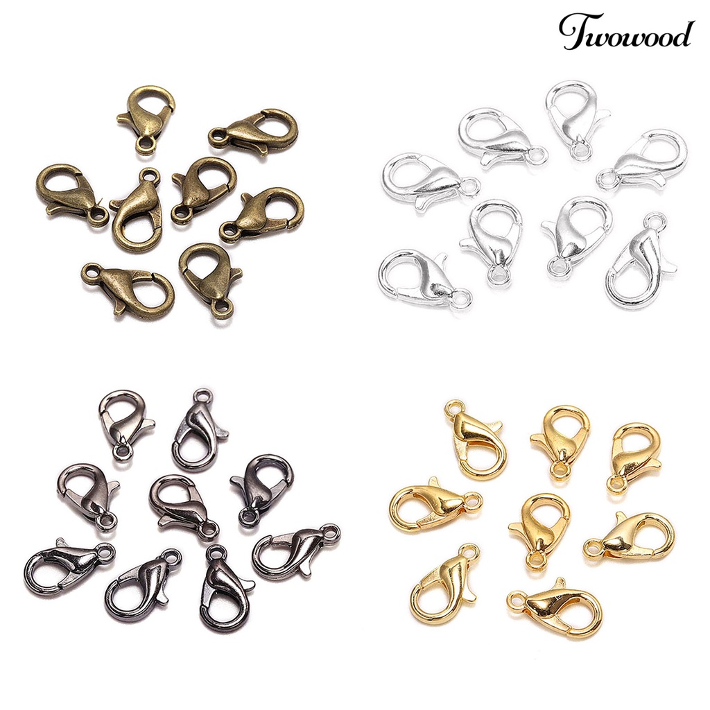 Twowood 50Pcs Lobster Hooks Plated Multipurpose DIY Bracelet Necklace Key Ring Lobster Clasps Jewelry Findings