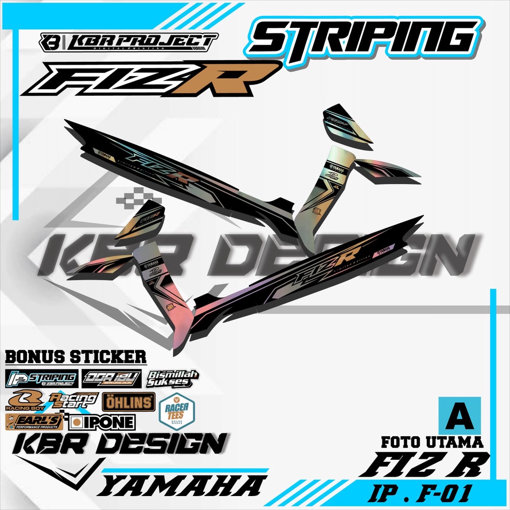 Sticker Striping FIZ R Hologram (COD) Sticker Striping Lis Variasi Motor Yamaha FIZ R Bahan Hologram