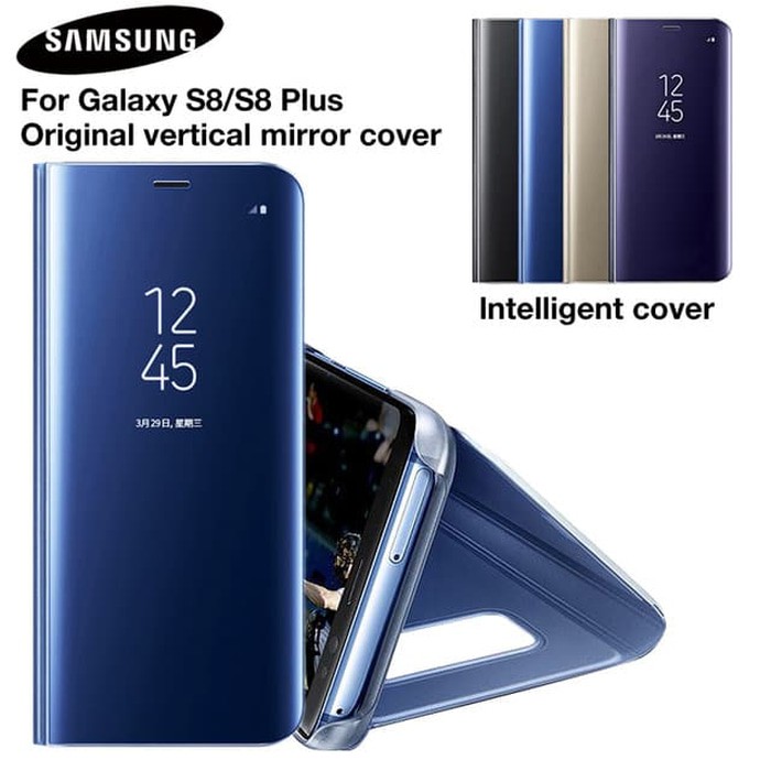 Samsung A8 Plus 2018 Case Flip Mirror Flip Cover Standing Clear View