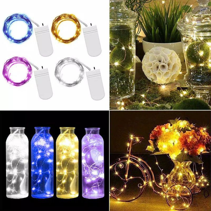 [BATERAI KANCING] Fairy lights lampu kawat led string copper wire lampu tumblr natal