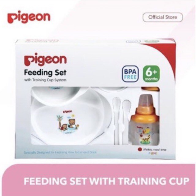 Pigeon Baby Feeding Set with Training Cup Magmag - Alat Makan Bayi