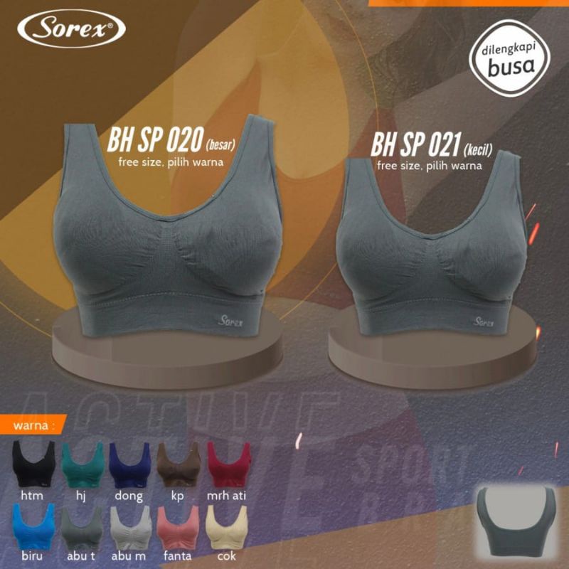 SOREX Sport Bra Stretch SP 020  Size Besar Busa Tipis Tanpa Kawat