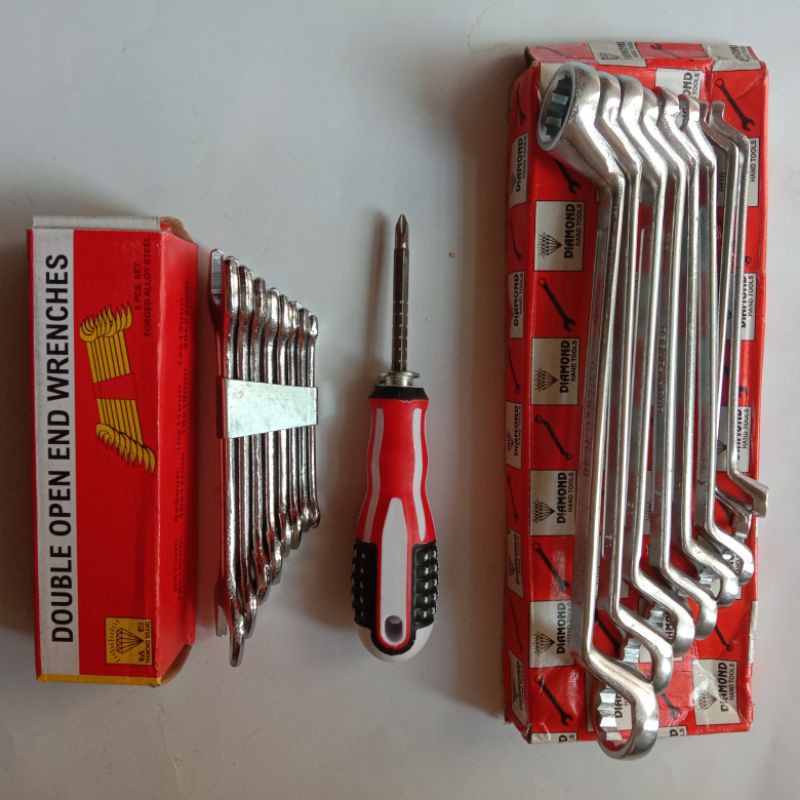 Paket Kunci Ring Diamond + Kunci Pas Set Diamond 6-22 mm + Obeng Bolak Balik Amerika