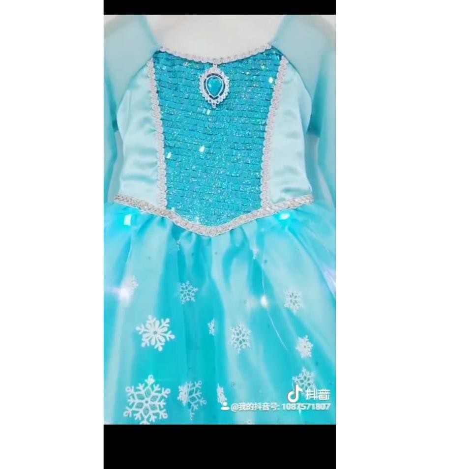 Sudah READY.. Baju Anak Dress Kostum Princess Frozen Elsa 18 - Rok Pinguin Nyala Lampu