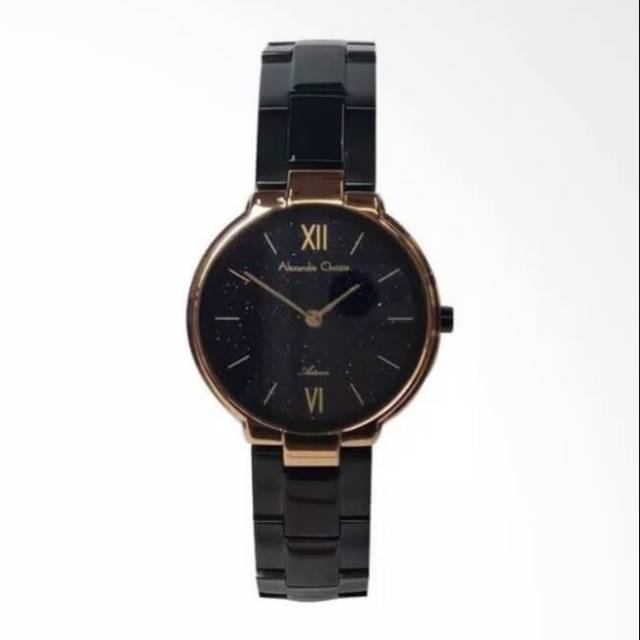 Alexandre Christie 8480 Black Rosegold Jam Tangan Wanita