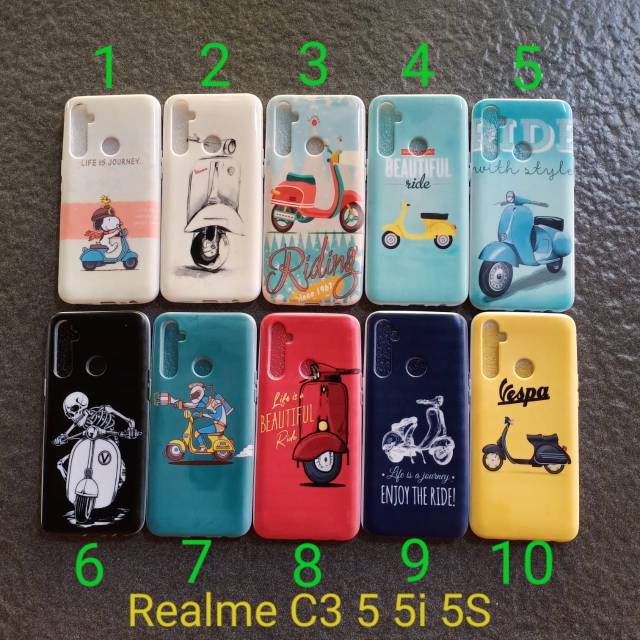 Case gambar Realme C3 5 5i 5s 6i motif vespa soft softcase softshell silikon cover casing kesing housing