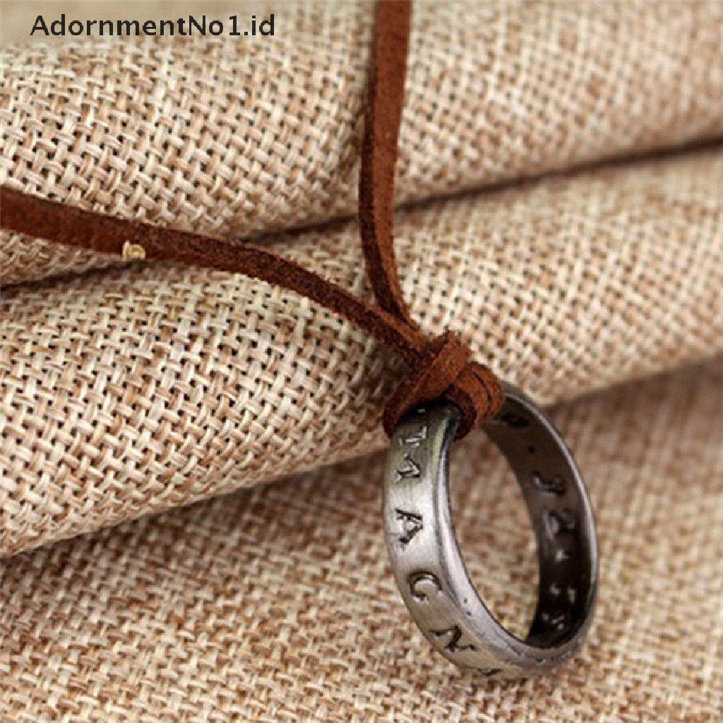 (AdornmentNo1) Kalung Tali Kulit Liontin Ring Kode 4 Nathan Drake Gaya Vintage