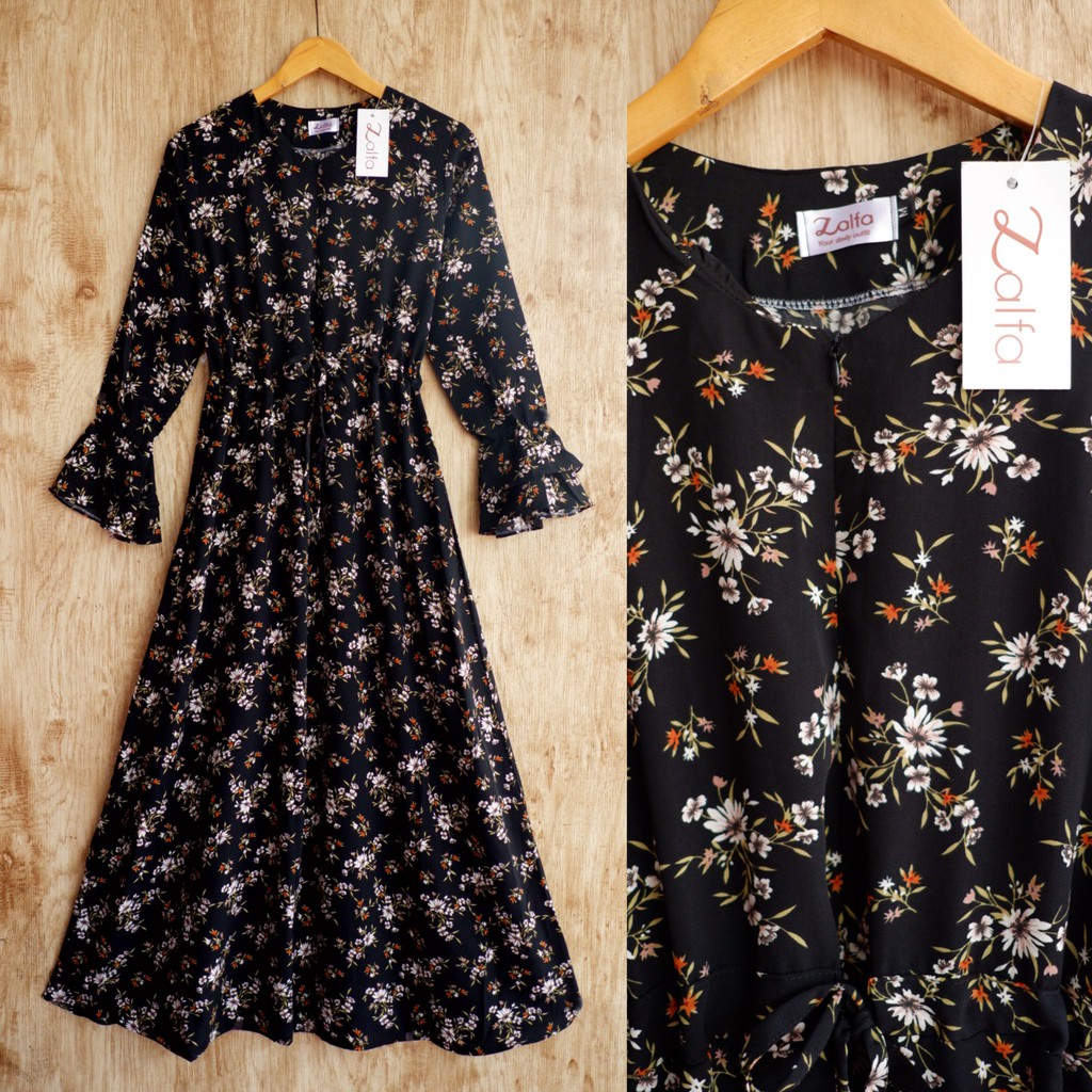MIRANDA dress by ZALFA OUTFIT / Gamis motif / gamis wanita murah / gamis bunga