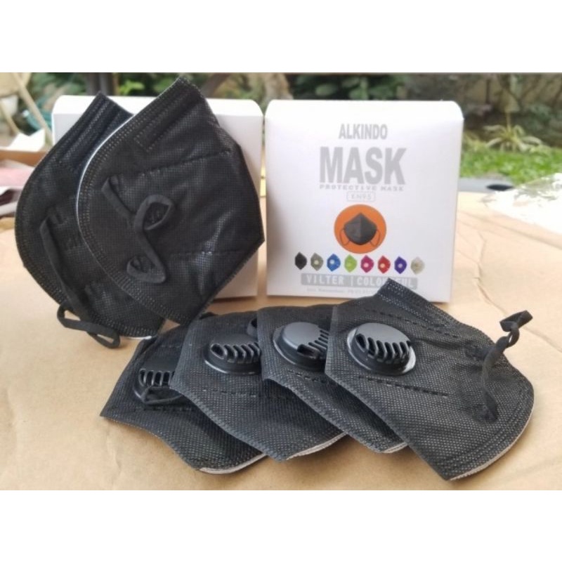Masker KN95 5Ply Respirator/Ventilator Alkindo isi 10pcs - FILTER HITAM