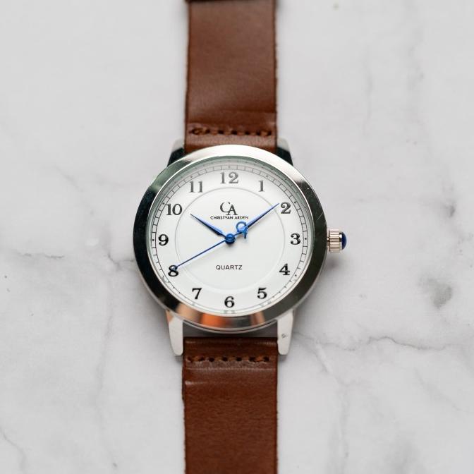 Jam Tangan Pria Christyan Arden OWEN CA3213-White-Brown Strap